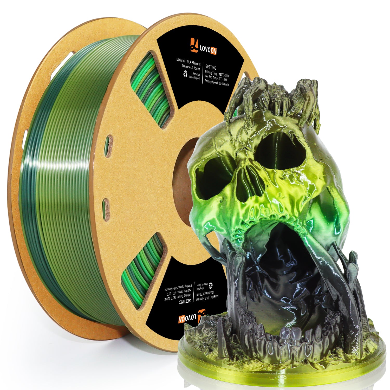PLA Filament Schwarz-Grün Gradient